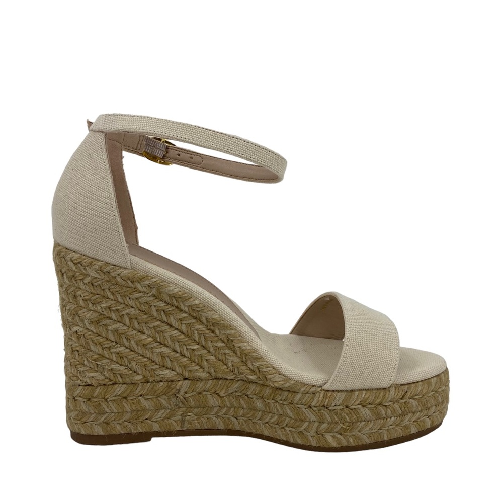 Stuart Weitzman Floria Wedge Platform Espadrille Sandals in Natural Wide Sizes - Picture 3 of 14
